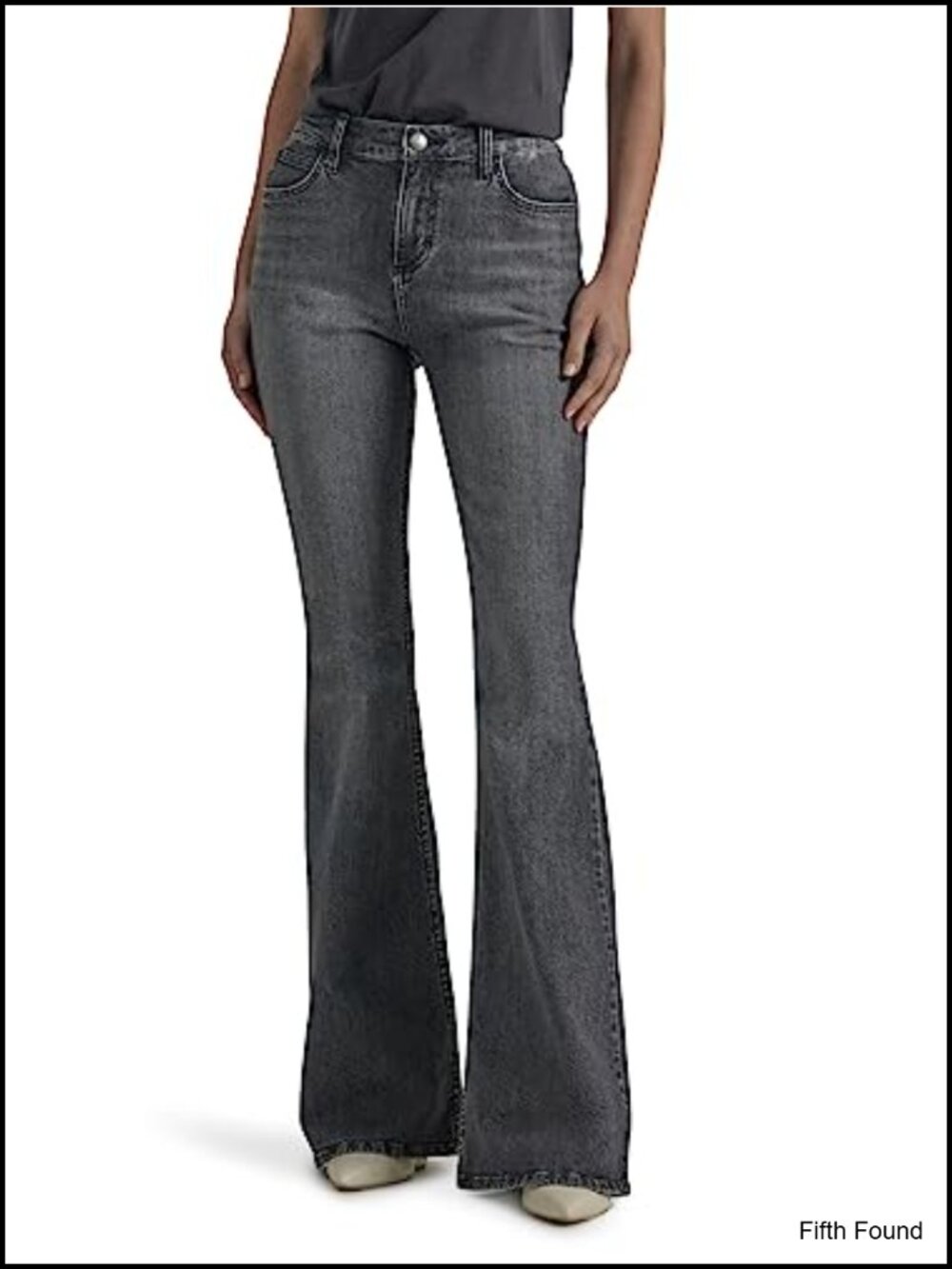 Women's Mid Rise Flare Stretch Denim Jeans 5-Pocket Zipper Fly
